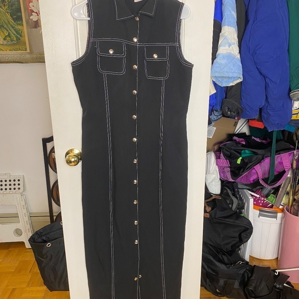 Jalate black long button up y2k amazing dress
